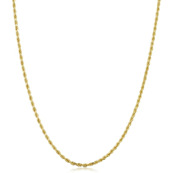 KoolJewelry 14k Yellow Gold Rope Chain Necklace (1.6 mm, 24 inch)