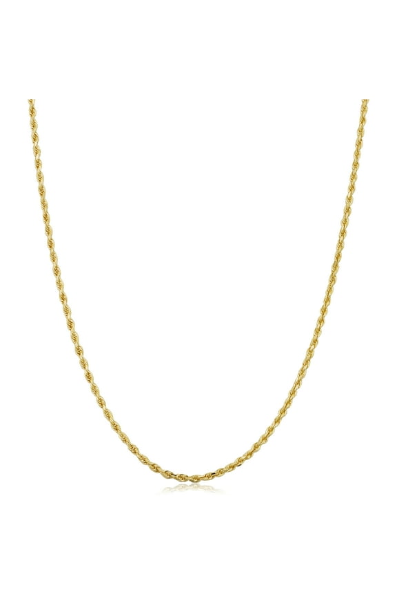 KoolJewelry 14k Yellow Gold Rope Chain Necklace (1.6 mm, 30 inch)