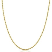 KOOLJEWELRY 14k Yellow Gold Rope Chain Necklace (1.9mm, 16 inch)