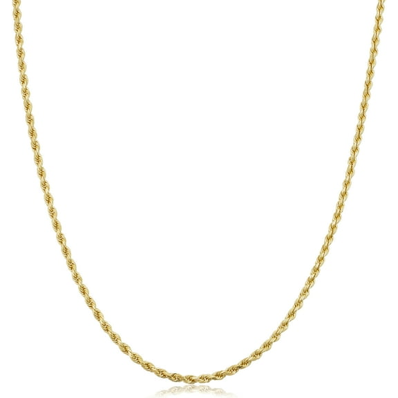 KoolJewelry 14k Yellow Gold Rope Chain Necklace (1.9mm, 16 inch)