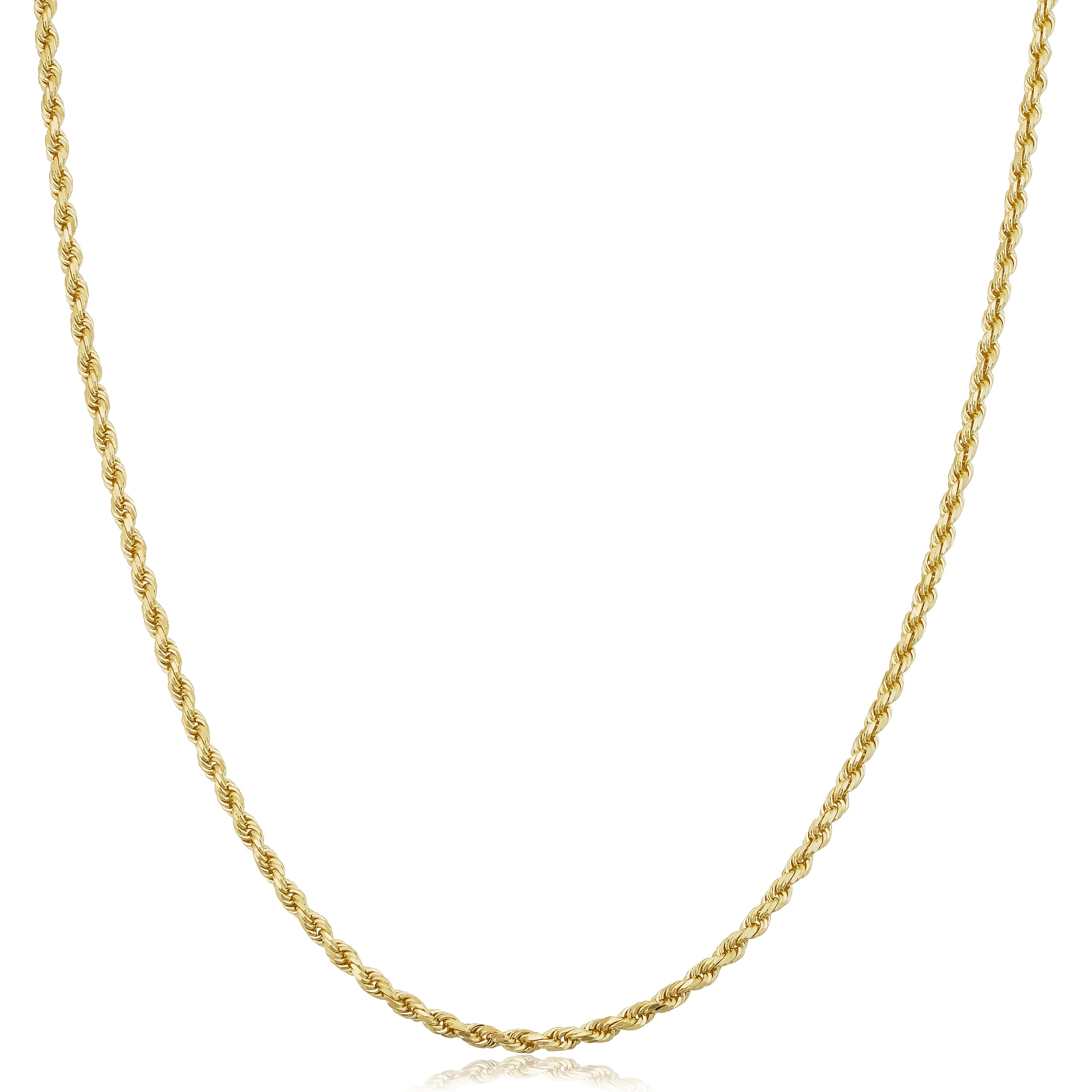 KoolJewelry 14k Yellow Gold Rope Chain Necklace (1.9mm, 18 inch)