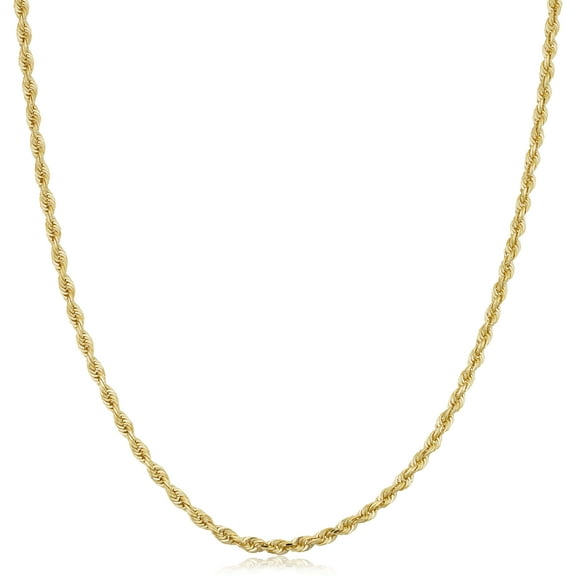 KoolJewelry 14k Yellow Gold Rope Chain Necklace for Men and Women (2.7 mm, 18 inch)