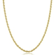 FREMADA KoolJewelry 14k Yellow Gold Rope Chain Unisex Necklace (3.3 mm, 18 inch)