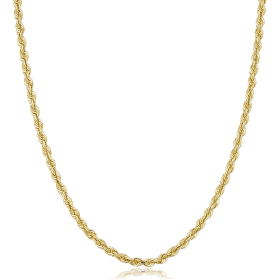 KoolJewelry 14k Yellow Gold Rope Chain Unisex Necklace (3.3 mm, 20 inch)
