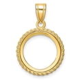 thumbnail image 1 of 14k Yellow Gold Rope Edge Frame Prong Setting Coin Bezel Pendant Mounting - Fits 14mm, 1 of 4