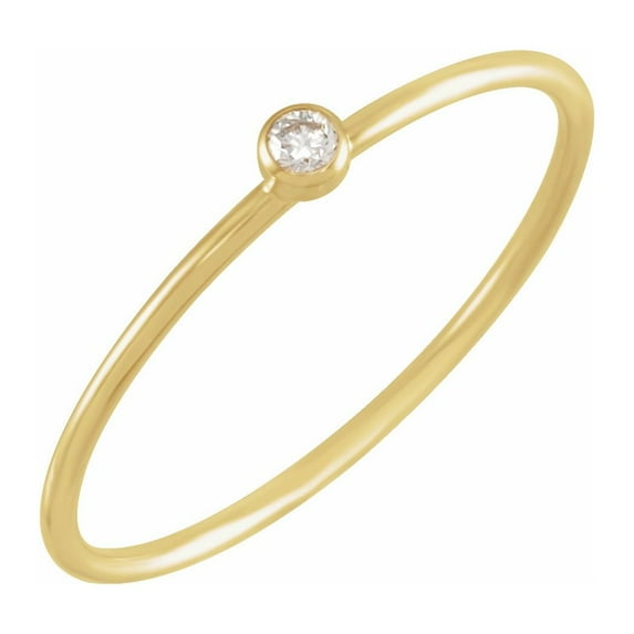 14k Yellow Gold Round 2mm Polished .03 Carat Diamond Stackable Ring Size 7 Jewelry for Women
