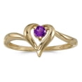 thumbnail image 1 of 14k Yellow Gold Round Amethyst Heart Ring, 1 of 1