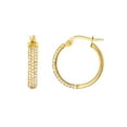 thumbnail image 1 of 14k Yellow Gold Round Cubic Zirconia Pave Hoop Earrings Hoop Earring for Women, 1 of 2