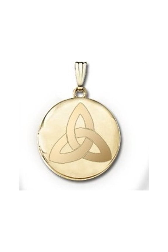 14k Yellow Gold Round "Celtic Knot" Picture Locket Necklace Pendants - 1 inch x 1 inch