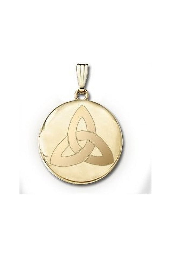 14k Yellow Gold Round "Celtic Knot" Picture Locket - over 3/4 Inch X 3/4 in