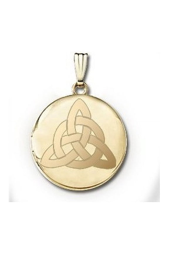 14k Yellow Gold Round "Celtic Trinity" Picture Locket - over 3/4 Inch X 3/4 in