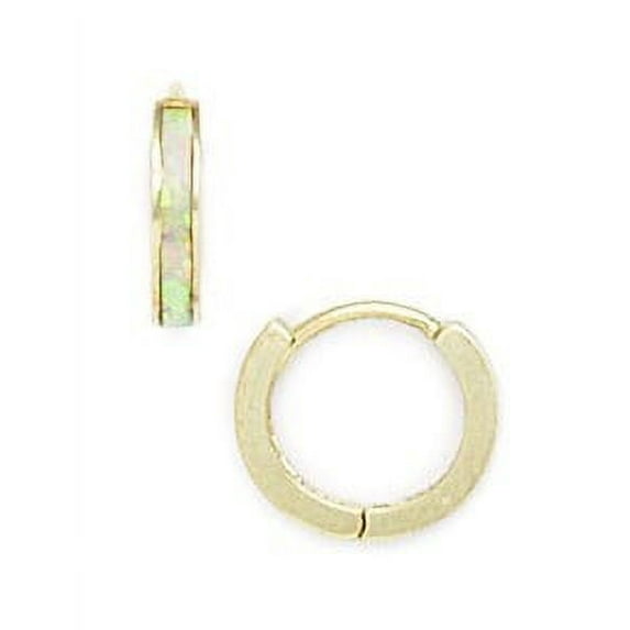 14k Yellow Gold Round Cubic Zirconia Hinged Earrings - Measures 10x11mm