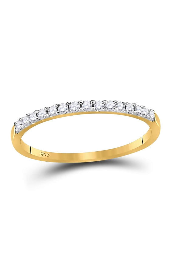 14k Yellow Gold Round Diamond Womens Slender Stackable Size 5 Wedding Band 1/6 Cttw