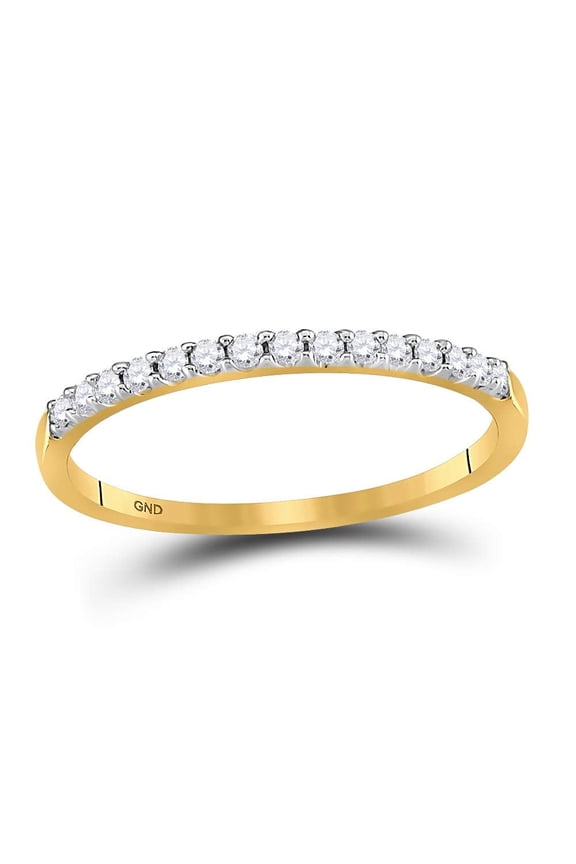 14k Yellow Gold Round Diamond Womens Slender Stackable Size 5 Wedding Band 1/6 Cttw