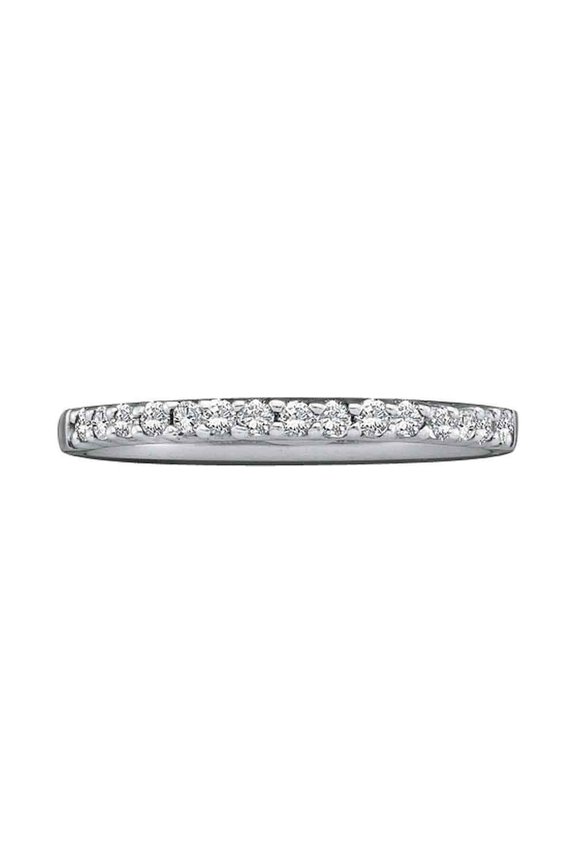 14k Yellow Gold Round Diamond Womens Slender Stackable Size 8 Wedding Band 1/6 Cttw