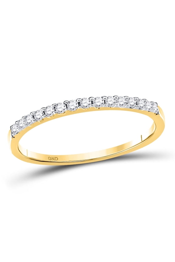 14k Yellow Gold Round Diamond Womens Slender Stackable Size 9 Wedding Band 1/6 Cttw