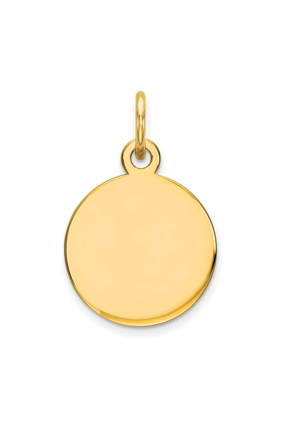 14k Yellow Gold Round Disc Charm Pendant