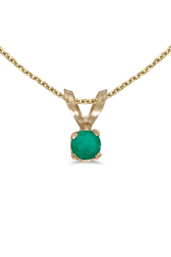 14k Yellow Gold Round Emerald Pendant