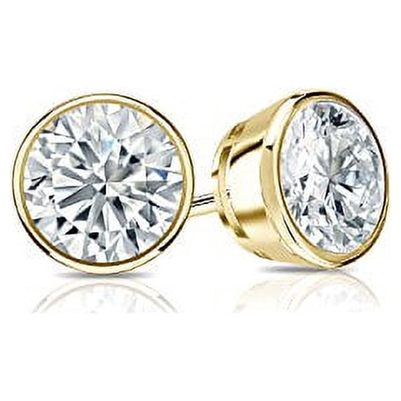 14k Yellow Gold Round Lab Grown Diamond Stud Earrings (1/4 cttw, E-F, SI1-SI2) Bezel-set, Screw-backs by Diamond Wish