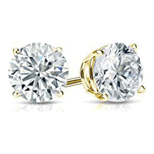14k Yellow Gold Round Lab Grown Diamond Stud Earrings (1/4 cttw, G-H, SI1-SI2) 4-Prong Basket, Push-backs by Diamond Wish
