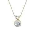 thumbnail image 1 of 14k Yellow Gold Round Lab Grown Solitaire Diamond Pendant Necklace (1/2 cttw, E-F, SI1-SI2) Bezel-set, 18-inch box chain by Diamond Wish, 1 of 3