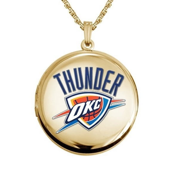 14k Yellow Gold Round Oklahoma City Thunders Picture Locket Approx. 3/4 Inch X 3/4 Inch -14k Yellow Gold