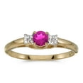 thumbnail image 1 of 14k Yellow Gold Round Pink Topaz And Diamond Ring, 1 of 2