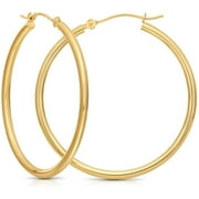 ART AND MOLLY 14k Yellow Gold Round Polished Hoop Earrings, 2" Diameter