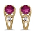 thumbnail image 1 of 14k Yellow Gold Round Rhodolite Garnet And Diamond Earrings, 1 of 1