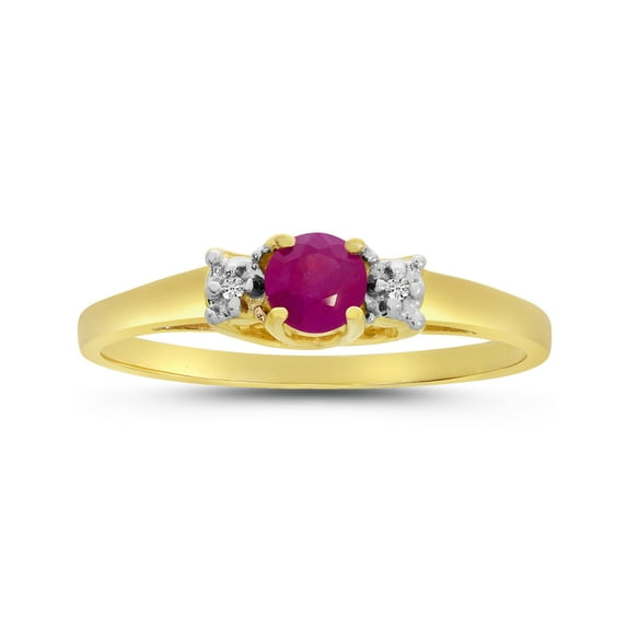 14k Yellow Gold Round Ruby And Diamond Ring