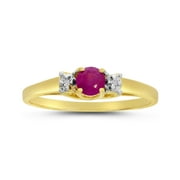 14k Yellow Gold Round Ruby And Diamond Ring