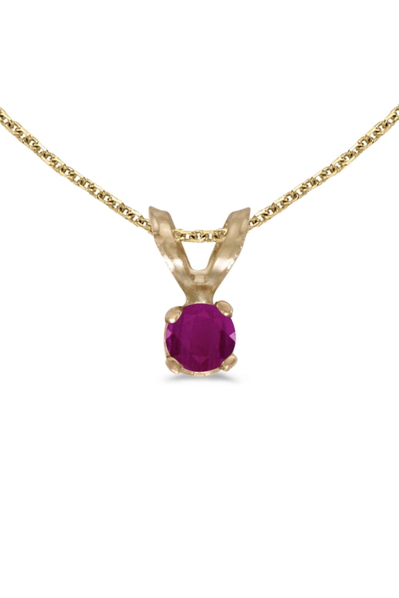 14k Yellow Gold Round Ruby Pendant