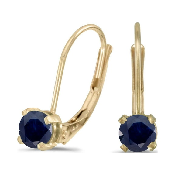 14k Yellow Gold Round Sapphire Lever-back Earrings