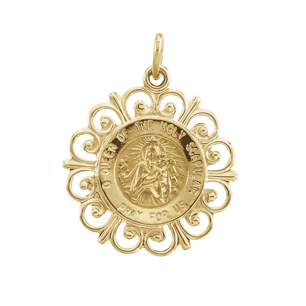 14k Yellow Gold Round Scapular Pendant Medal 18.5 - 1.5 Grams - Walmart.com