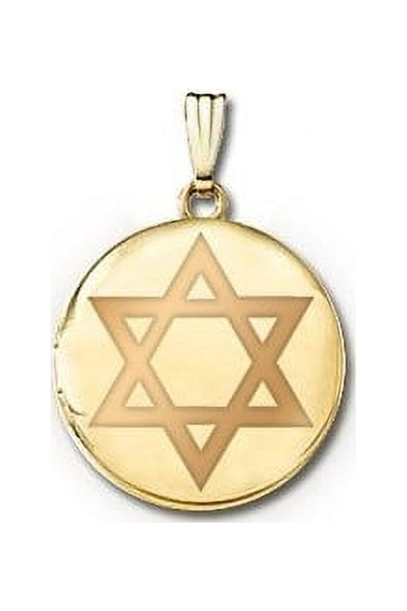 14k Yellow Gold Round "Star of David" Picture Locket - 1 Inch X 1 Inch