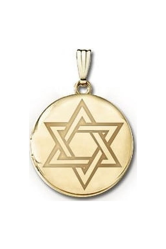 14k Yellow Gold Round "Star of David" Picture Locket - over 3/4 Inch X 3/4 in