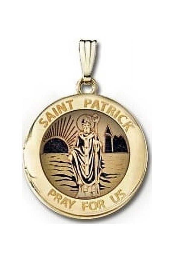 14k Yellow Gold Round Yellow "St. Patrick" Picture Locket - over 3/4 Inch X 3/4 in