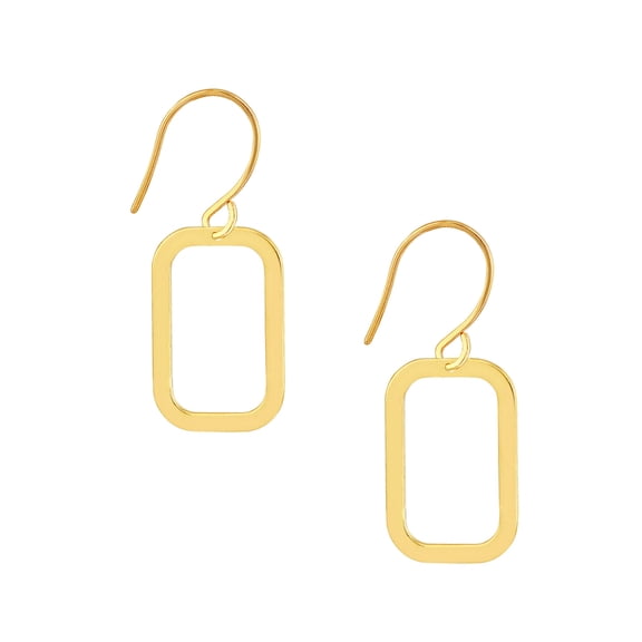 14k Yellow Gold Rounded Rectangle Animal Sealife Fish Hook Earrings Stud Earring for Women