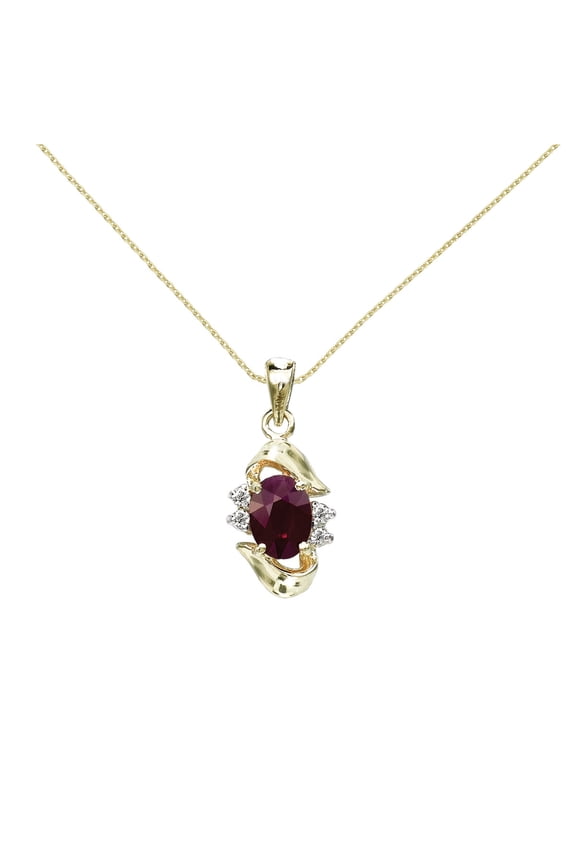 14k Yellow Gold Ruby And Diamond Pendant