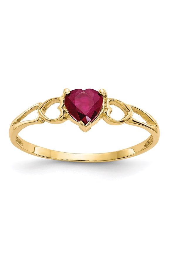 14k Yellow Gold Ruby Birthstone Ring Fine Jewelry For Women Gifts For Her, Size 7
