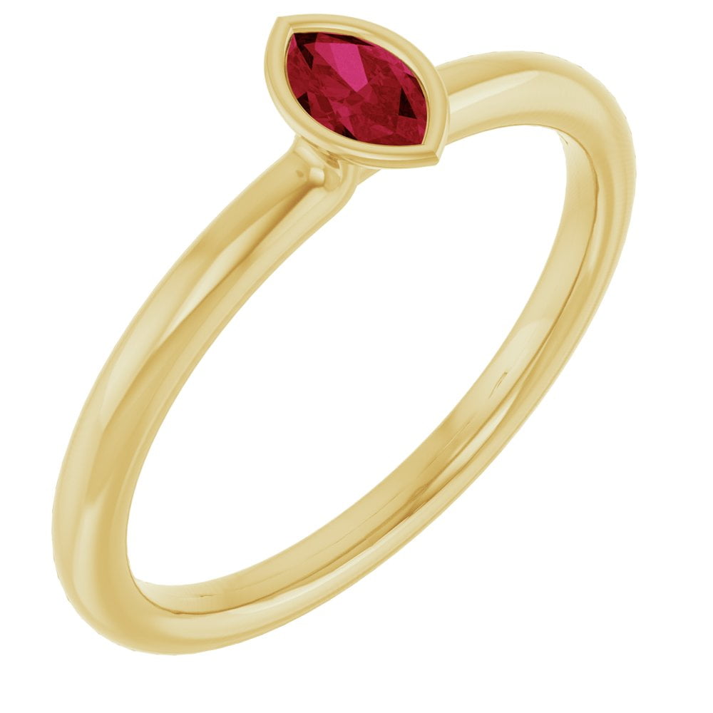 14k Yellow Gold Ruby Stackable Family Fashion Ring Fine Jewelry For ...