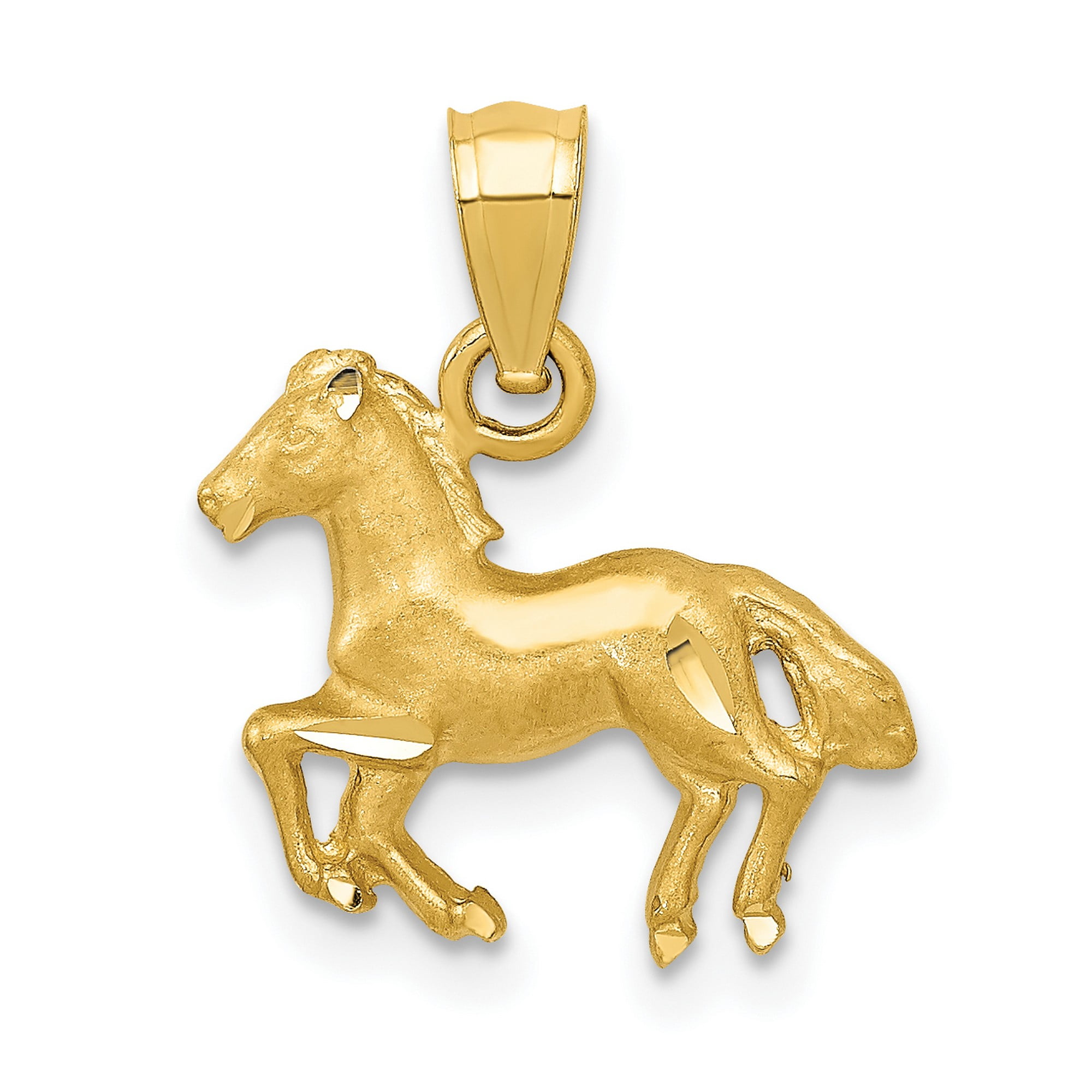 14k Yellow Gold Running Horse Pendant for Women or Unisex Wear, Equestrian Animal Charm Symbolizing Freedom Strength and Grace, Rustic Nature-Inspired Western Jewelry