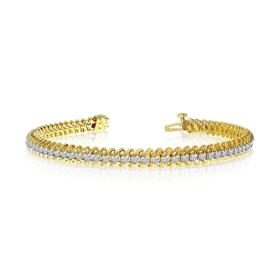 14k Yellow Gold S-Link Diamond Bracelet