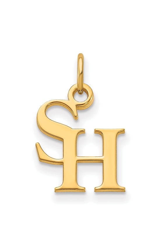 14k Yellow Gold SH Initial Pendant, Intertwined Script Monogram Charm for Women or Unisex Wear, Personalized Alphabet Jewelry, Dainty Custom Identity Necklace