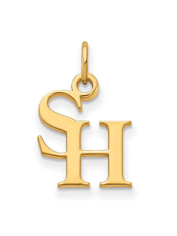 14k Yellow Gold SH Initial Pendant, Intertwined Script Monogram Charm for Women or Unisex Wear, Personalized Alphabet Jewelry, Dainty Custom Identity Necklace