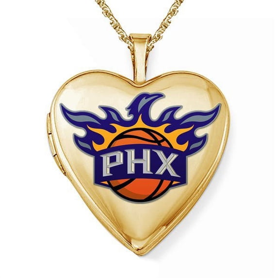 14k Yellow Gold SPhoenix Suns Heart Locket - 3/4 Inch X 3/4 Inch