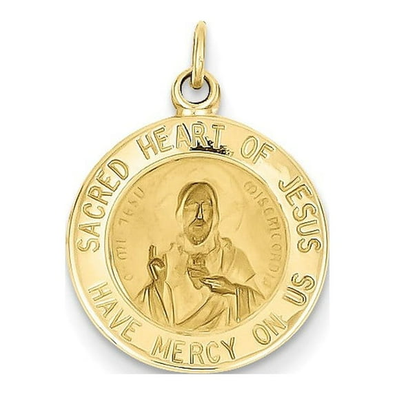 14k Yellow Gold Sacred Heart of Jesus Medal Charm