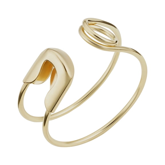 Au Naturale 14k Yellow Gold Safety Pin Open Ring (size 6)