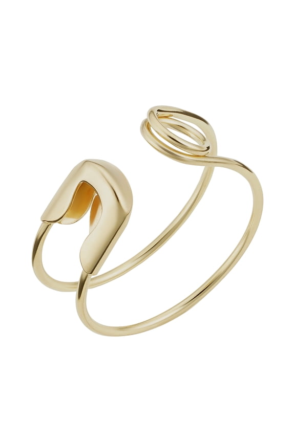 Au Naturale 14k Yellow Gold Safety Pin Open Ring (size 8)