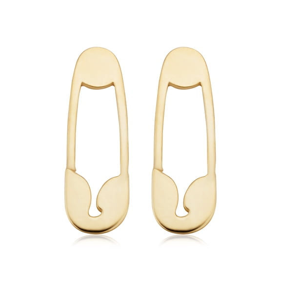 Au Naturale 14k Yellow Gold Safety Pin Stud Earrings - Minimalist Jewelry | Made In Italy